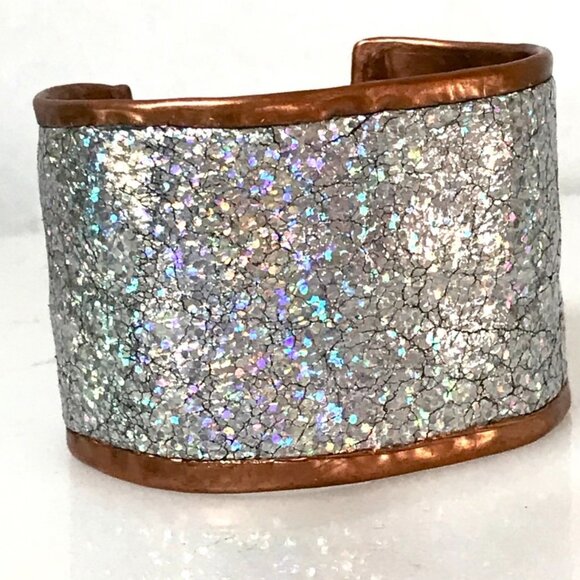 Genuine Leather Holographic Copper Cuff Bracelet Real Hologram (not Glitter) - Picture 15 of 16